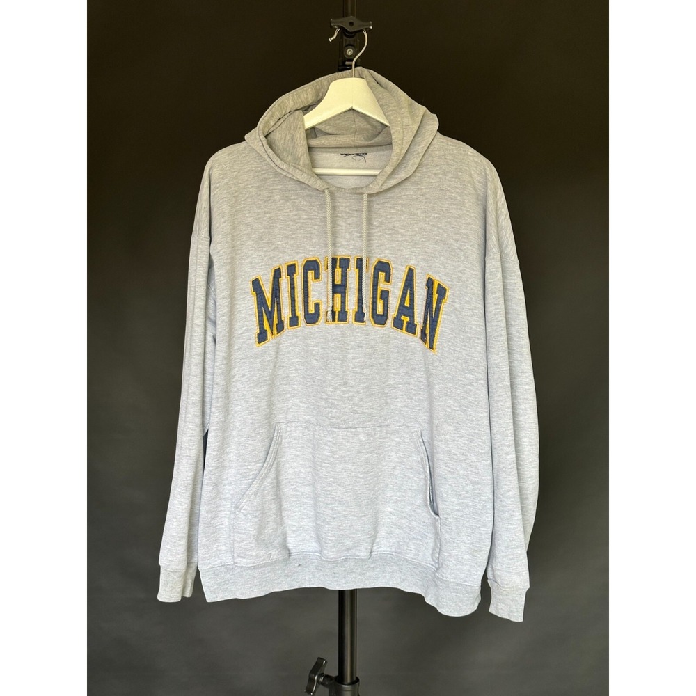Michigan Vintage U of M College Hoodie Wolverines Grey Large‎